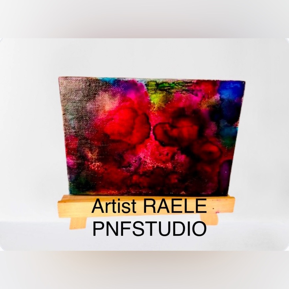 Orig Art - Ascensions Series 2024 3 PiecesAlcohol Inks on Canvas Boards Sz 5x7